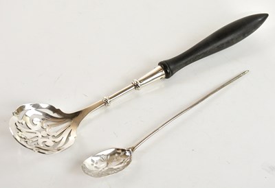 Lot 202 - A Georgian white metal mote spoon, length 14cm,...