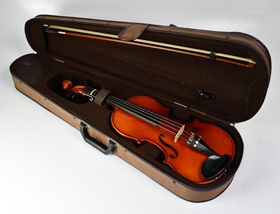 Lot 758 - A modern student's violin with one-piece back,...