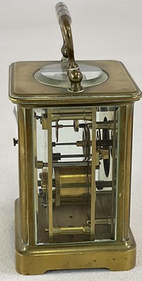 Lot 676 - A circa 1900 French brass carriage clock, with...