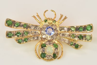 Lot 556 - A yellow metal diamond, tourmaline, opal and...