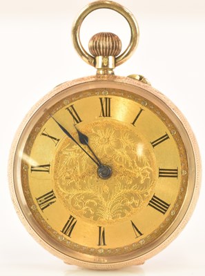 Lot 647 - A 14ct yellow gold crown wind fob watch, with...