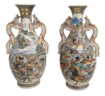 Lot 748 - A pair of modern Japanese twin handled vases,...