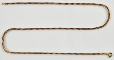 Lot 816 - A 9ct rose gold square link necklace, length...