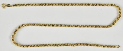 Lot 888 - A 9ct yellow gold rope twist necklace, length...