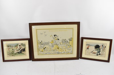 Lot 295 - A print of children at the seaside, inscribed...