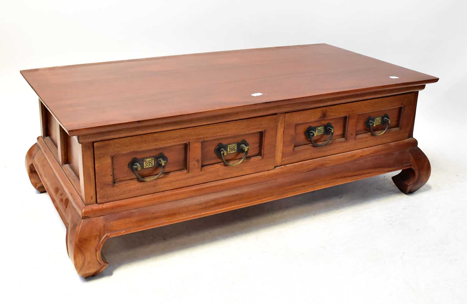 Lot 40 - A Chinese-style hardwood coffee table with...