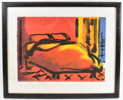 Lot 315 - A large studio framed abstract scene of a bed...