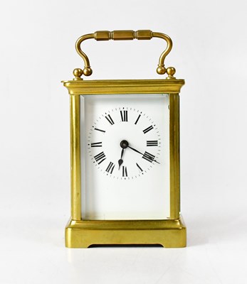 Lot 120 - A brass cased carriage clock, the enamelled...