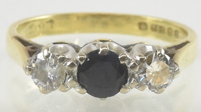 Lot 1260 - An 18ct yellow gold sapphire and diamond set...