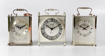 Lot 130 - Three chrome coloured modern carriage clocks...