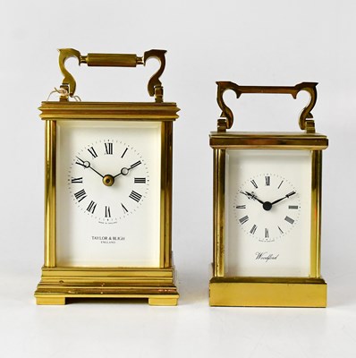 Lot 126 - Two brass cased carriage clocks, by Taylor and...