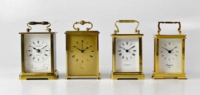 Lot 134 - Four carriage-style clocks with brass or brass-...