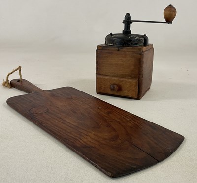 Lot 52 - An early 20th century wooden coffee grinder...