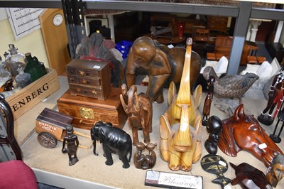 Lot 344 - A good collection of large wooden figures of...