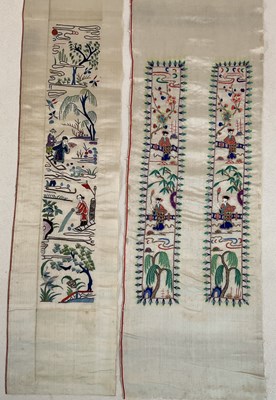 Lot 271 - Two panels of Chinese embroidery depicting...