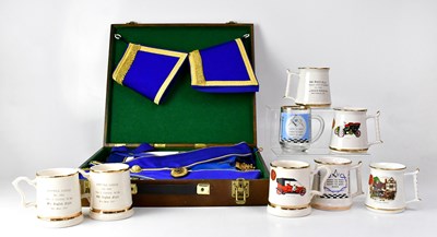 Lot 558 - Masonic regalia including two aprons for the...