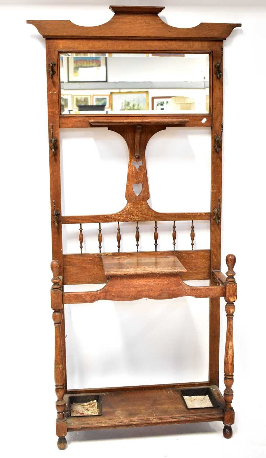 Lot 43 - An Arts & Crafts oak hall stand with mirrored...