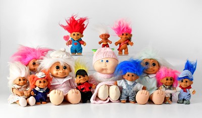 Lot 322 - TROLLS; twelve vintage dolls of various sizes,...