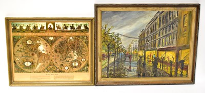 Lot 673 - H. T. COOKSON; oil on board, a rainy shopping...