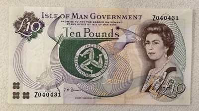 Lot 424 - ISLE OF MAN GOVERNMENT; a ten pound note,...