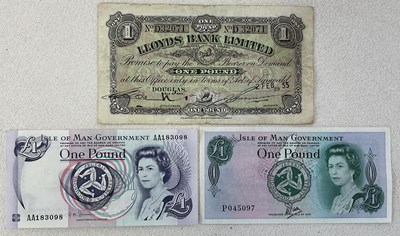 Lot 431 - LLOYDS BANK LTD, DOUGLAS; a one pound note, 2...