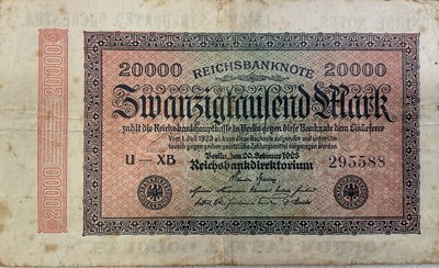 Lot 419 - ZWANZIGTAUSEND; a rare twenty thousand mark...