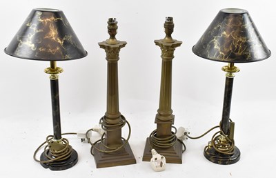 Lot 144 - A pair of brass Corinthian column table lamps,...