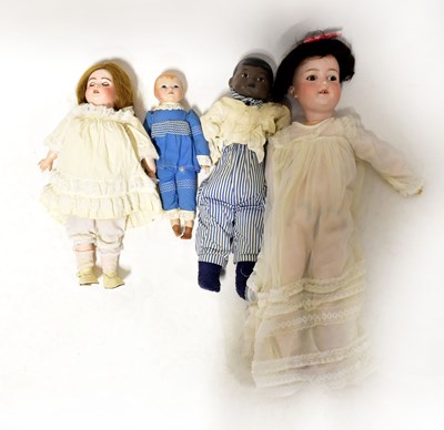 Lot 291 - Four bisque headed dolls, comprising a Flylow...