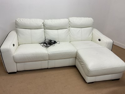 Lot 814 - A modern white leather reclining corner sofa,...