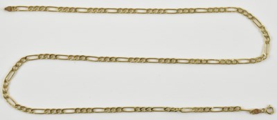 Lot 866 - A 9ct gold figaro link necklace with ring...