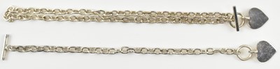 Lot 950 - A hallmarked silver necklace with heart shaped...