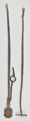 Lot 1049 - Two hallmarked silver pocket watch chains, one...