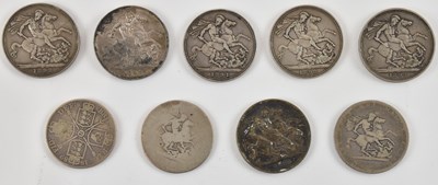 Lot 981 - Six Victorian crowns including 1898, 1890,...