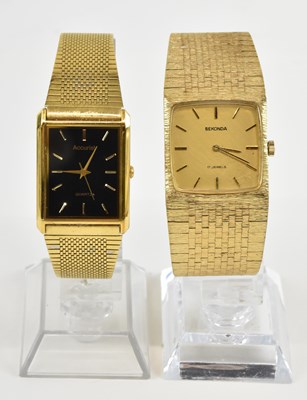 Lot 1051 - SEKONDA; two gentleman's gold plated 1970s...