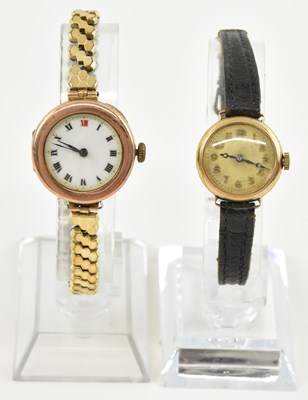 Lot 1021 - Two 9ct yellow gold lady's wristwatch heads,...