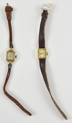 Lot 1029 - LONGINES; a yellow metal lady's watch head and...