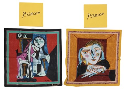 Lot 519 - Two vintage Pablo Picasso design silk scarves,...