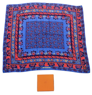 Lot 515 - IN THE STYLE OF HERMÈS; a vintage blue ground...