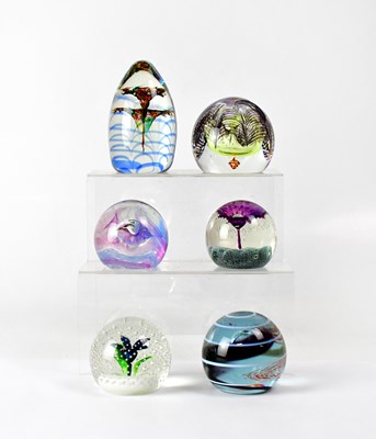 Lot 279 - CAITHNESS; six glass paperweights comprising...