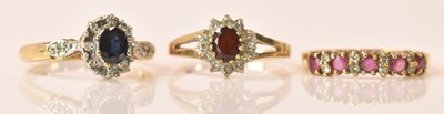 Lot 566 - Three 9ct yellow gold dress rings, weight 4.7g