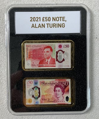 Lot 386 - The Alan Turing fifty pounds banknote ingot,...