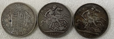 Lot 410 - Three Victorian crowns; 1845, 1892 and 1900 (3).