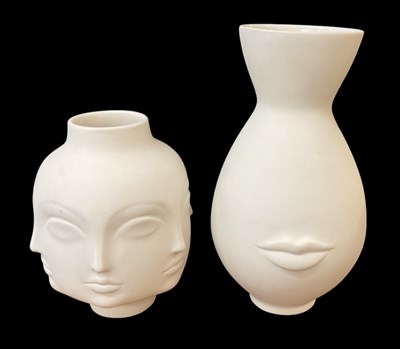 Lot 619 - JONATHAN ADLER; two modern white bisque...