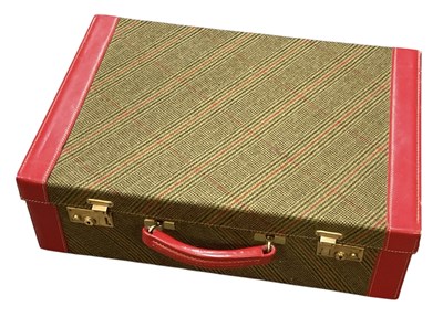 Lot 507 - BARROW & GALE; a tweed and red leather lined...