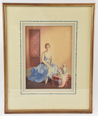 Lot 340 - PHILIP CORFE; watercolour, interior scene of...