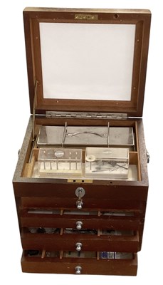 Lot 389 - A mid century dentist's tool box, with hinged...