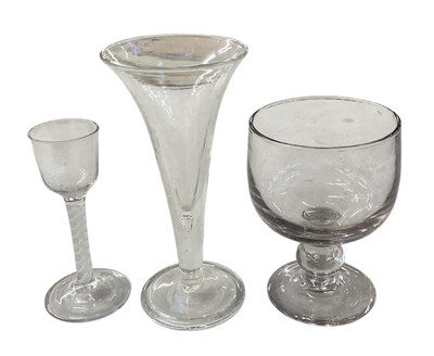 Lot 671 - Three 19th century hand blown glass vases, one...