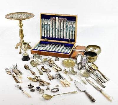 Lot 743 - A cased canteen of silver plated fish knives...