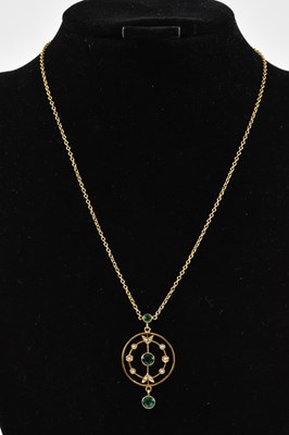 Lot 972 - A 9ct gold dainty necklace with hoop clasp,...