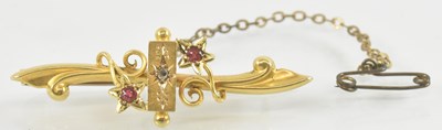 Lot 914 - A Victorian 15ct gold bar brooch, with central...